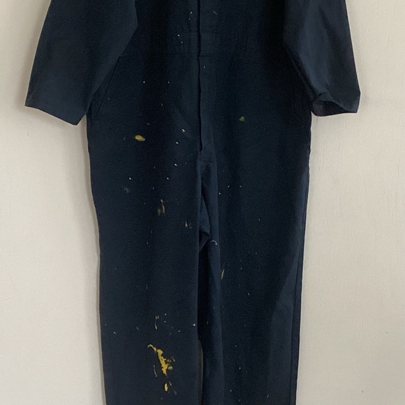 Red Kap Blue Paint Thrashed Twill Action Back Coverall with Chest Pockets Sz 50 - Picture 2 of 8